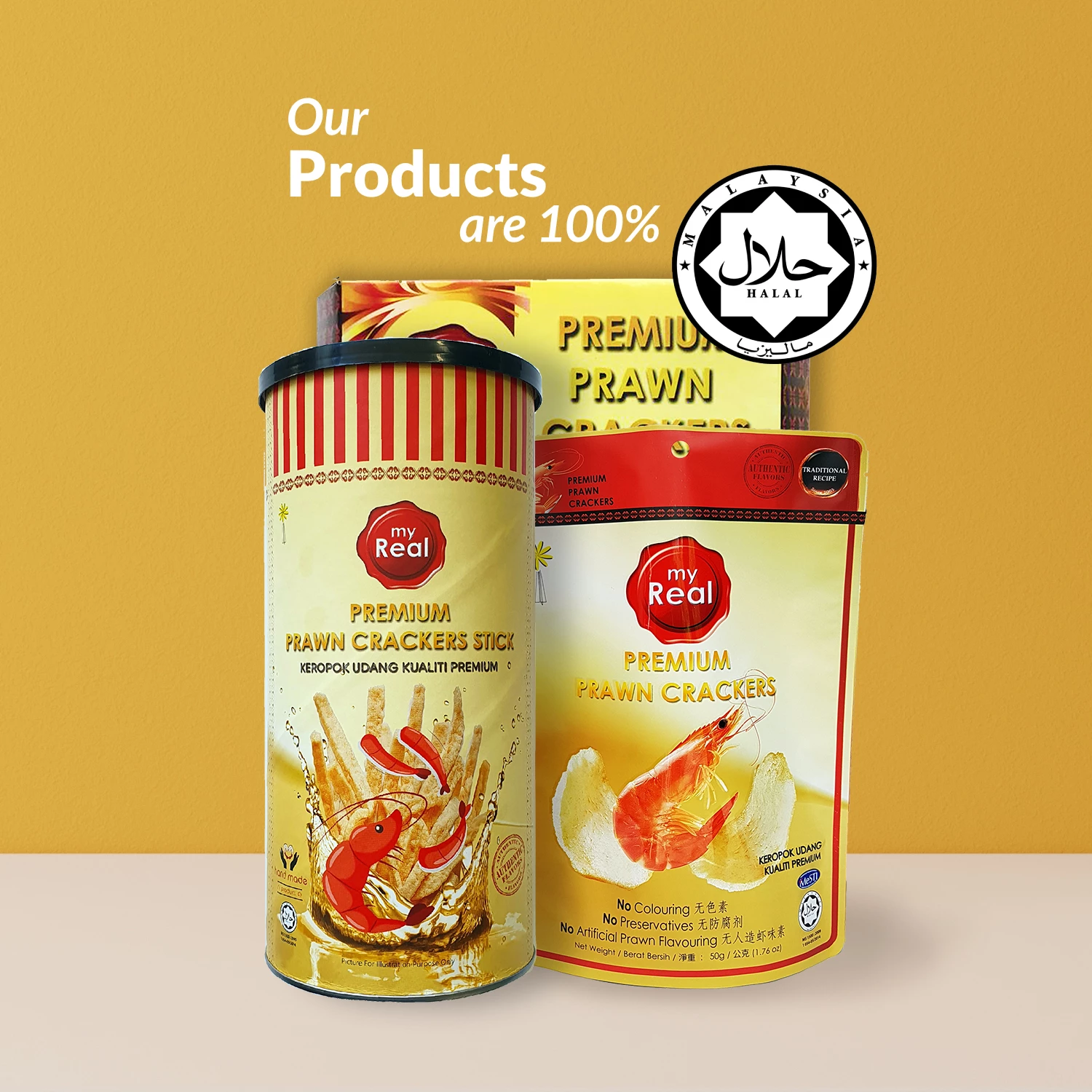 B10F2: myReal Premium Prawn Crackers Stick 50g
